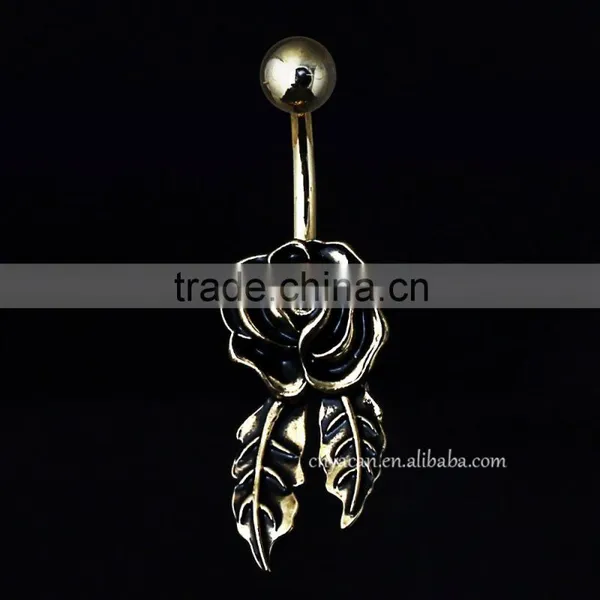 Wholesale 316L Surgical Steel Flower Crystal Navel Belly Rings Fake Industrial Piercing Jewelry photo-3