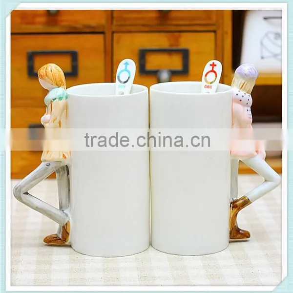 Ceramic Couple Mug With Unique Handle for Love Souvenie photo-2