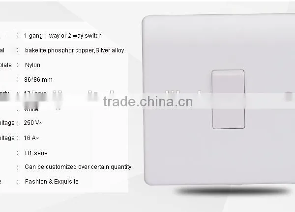 New 86 Type Home Decoration White 1 Gang 1 Way or 2 Way Types of Light Switches photo-3