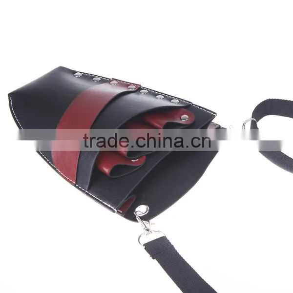 Popular Leather Barber Hairdressing Holster Pouch Scissor Bag Rivet Clips Holder Case With Waist Shoulder Belt photo-5
