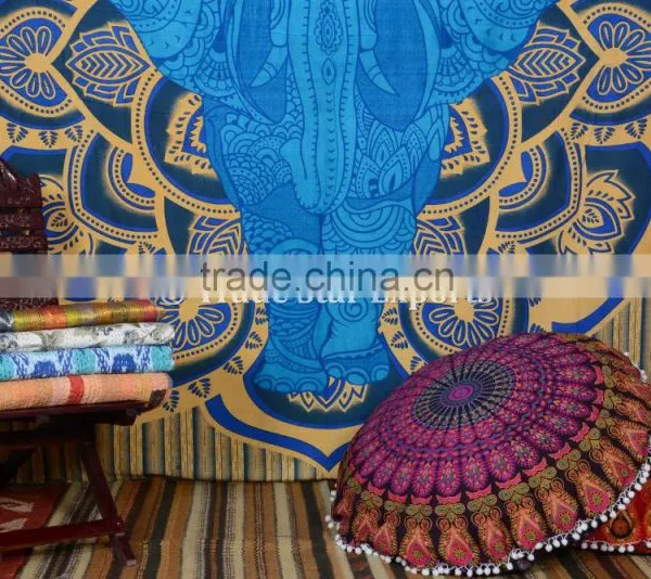 Indian Ombre Elephant With Lotus Mandala Wall Decor Bohemian Hippie Good Luck Wall Hangings Tapestry photo-4