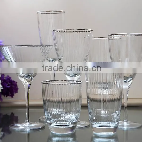 Wholesale Handmade High Quality Red Wine Glass With Gold Sliver Rim photo-2