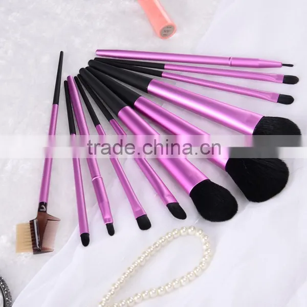 Professional 11 Pieces Metal Handle Makeup Brush Set,Tapered Handle Makeup Brush Set photo-4