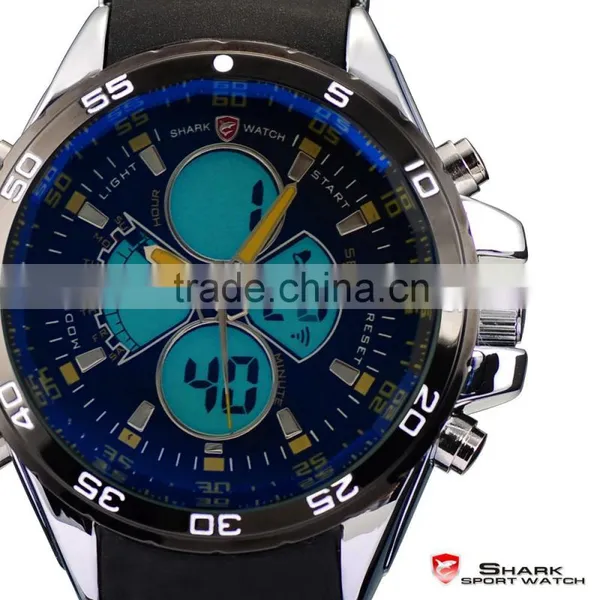 SHARK Men's Date Day Alarm LCD Sports Quartz Rubber Army Wrist Watch photo-6