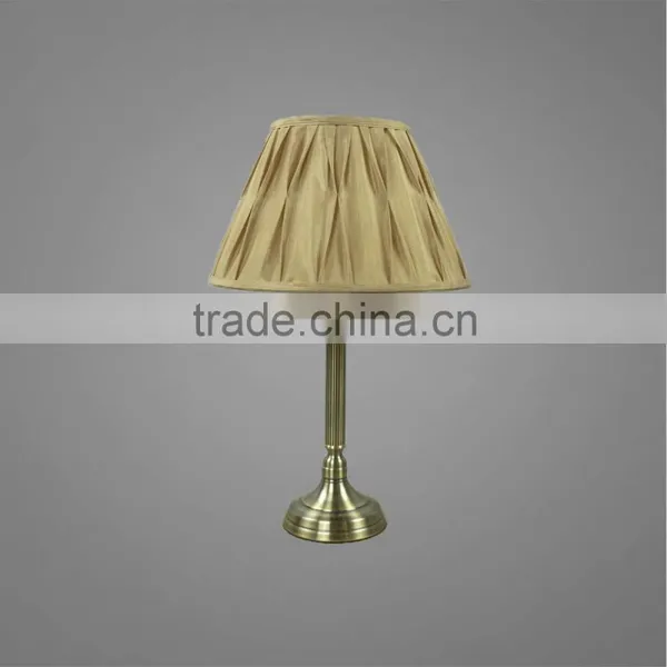 Metal Base And Body In Antique Brass Finish With Fabric Lampshade Mini Table Light Bedside Table Lamp Vintage Style Table Light