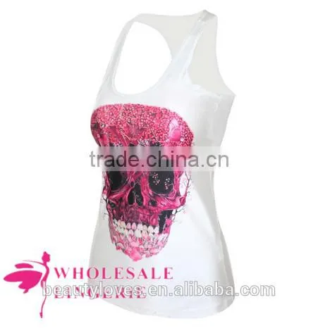 3D Pinky Skull Printed Summer Tank Top for Women, Women Summer Printed Vests photo-2