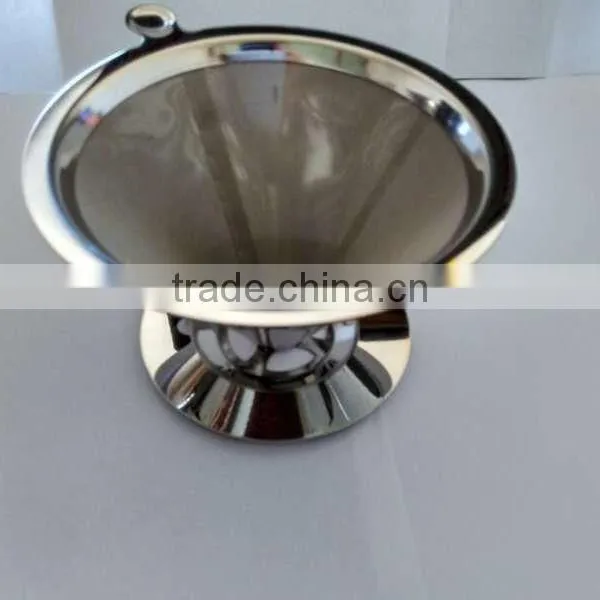 YS Manufacturer Stainless Steel Pour Over Cone Dripper Reusable Coffee Filter Office Cup Stand