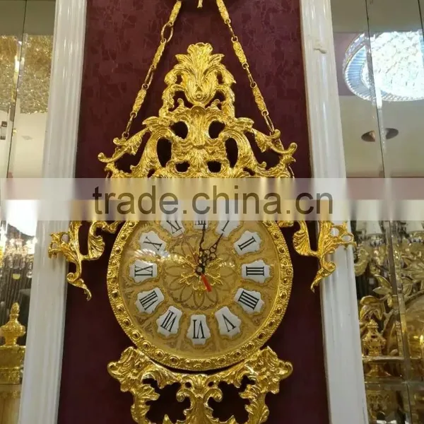 Luxury Gold Plated Wall Clock, French Louis XV Style Gilt Bronze Wall Hanging Clock photo-4