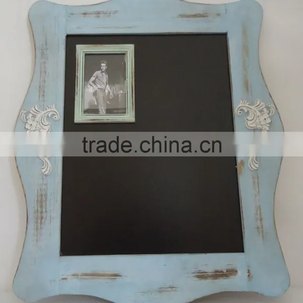 Antique Hanging Wooden Wall Chalkboard With Photo Frame & Resin Decor photo-2