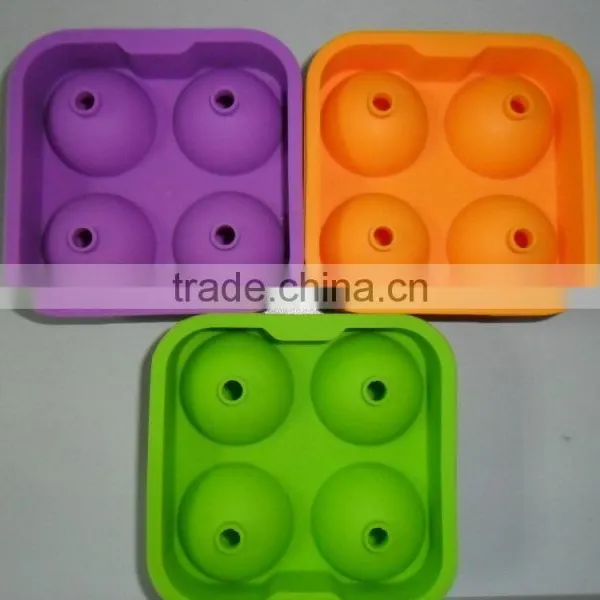 New Round Ice Balls Maker Silicone Tray Four Large Sphere Molds photo-4