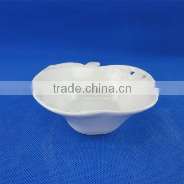Stock Small White Ceramic Popcorn Bowl Apple Shaped Bowl photo-4