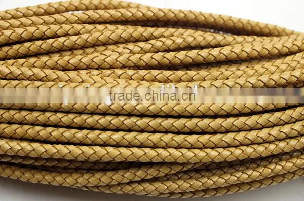 Braided Round Leather Cords 100% Real Leather 4mm for Making Leather Bracelets photo-3