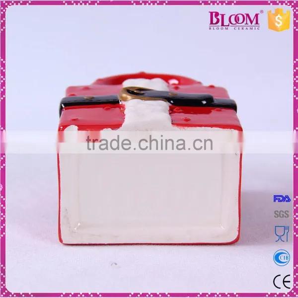 Handmade Craft Ceramic Christmas Red Gift Basket photo-6