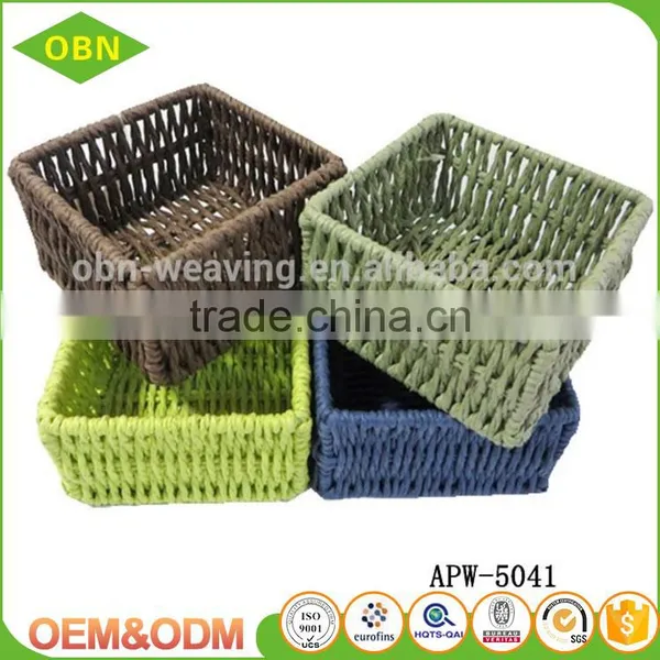 2017 New Design Graceful Handmade Paper Rope Material Square Hanging Storage Baskets photo-2