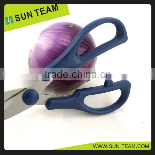 SK033 8" Deep Blue Household Tpr Handle Kitchen Scissors Importers photo-5