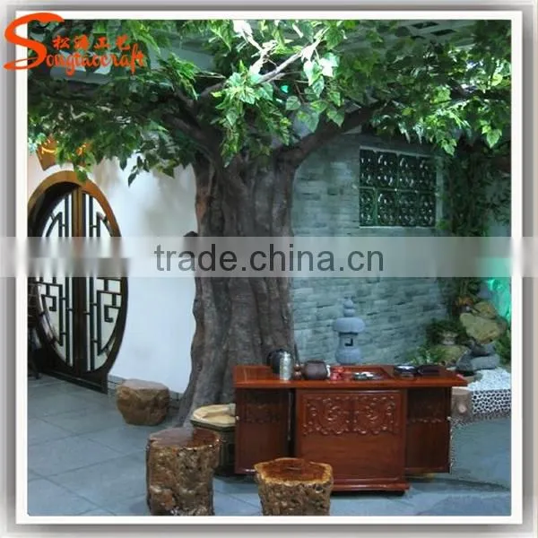 Indoor Cheap Artificial Banyan Tree Fake Plastic Plants Artificial Tree Trunk Decorative Metal Ficus Trees photo-5