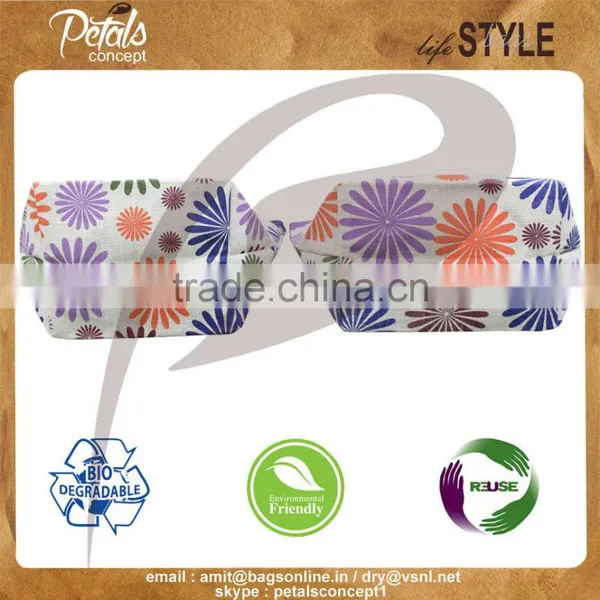 Floral Print Jute Beach Bag With Round Wooden Cane Handle - Tote Bag - Exclusive From India photo-2