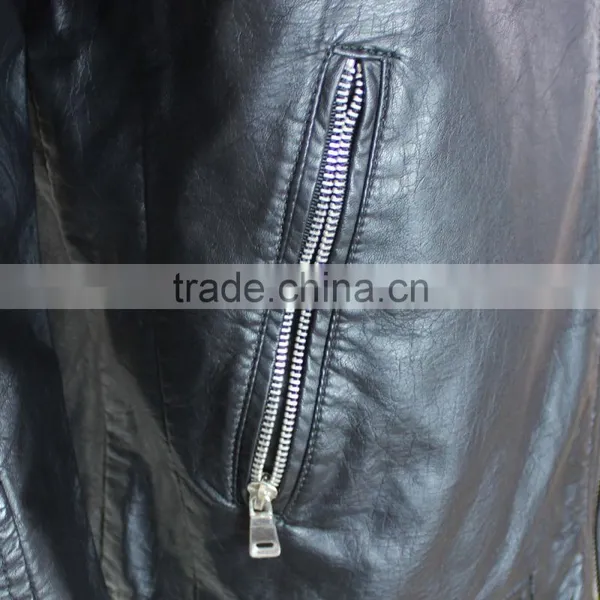 2015 New Style Black Mens Genuine Leather Jacket photo-4