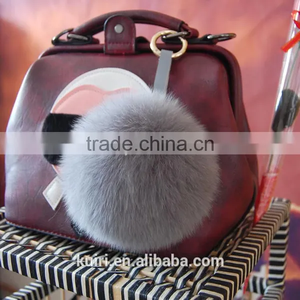Wholesale for Handbag Material Fox Fur Pom Poms Keychain Fox Fur Plush Fur Balls Bag Charms photo-2