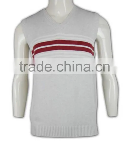 ISO9001/BSCI Manufature High Quality Light Grey Stylish Striped Knitted Vest photo-2