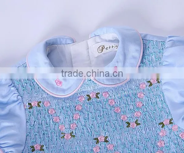 Latest Fashion Blue Smocked Dress Girls Stunning Smocking Clothing photo-4