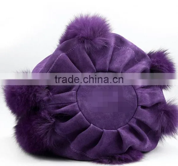 Fox Fur Tote Bag, Fox Fur Bag, Mink Fur BagTop Fashion Fluffy Real Fox Fur and Genuine Cow Leather Women Lady Shoulder Mini Mess photo-5