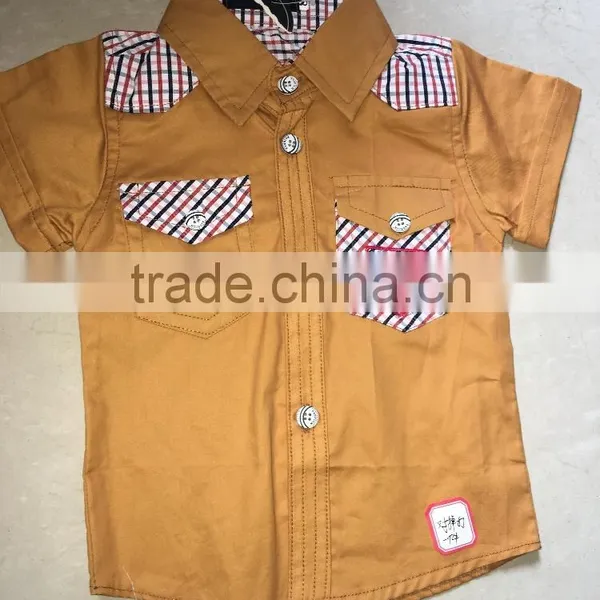 Boys Short Sleeve Shirts Check Contrast Boys Casual Shirts photo-2