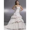 High Quality Taffeta Lace Material Appliqued Beaded Ruched Bridal Wedding Gown Custom Made