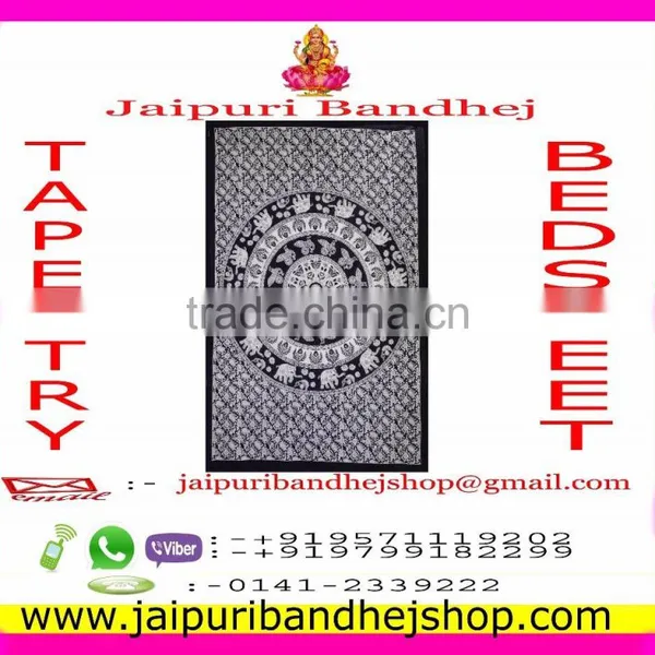 Rajasthani Printed Mandala Cotton Elephant Tapestry photo-4