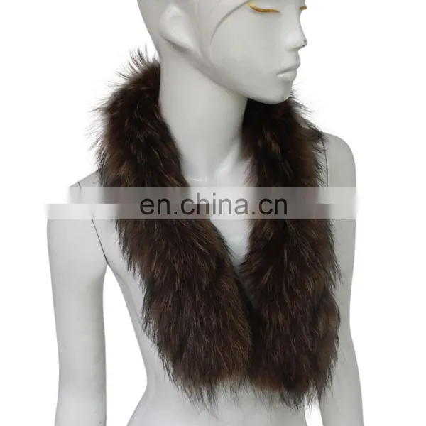 Fashion Colorful Dyed Genuine Raccoon Fur Collar photo-3
