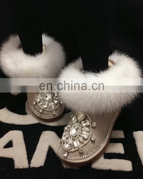 Aidocrystal Factory Price Handmade Shiny Rhinestone Boots New Design Women Best Warm Winter Boots Shoes photo-4