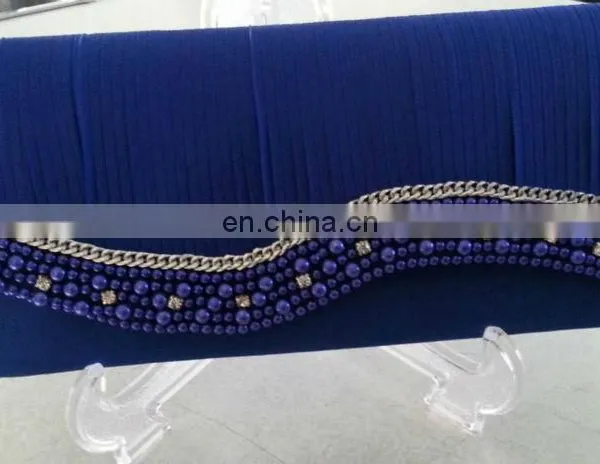 Exotic Blue Crystal Studded Beaded Wedding Bridal Evening Prom Clutch Handbag