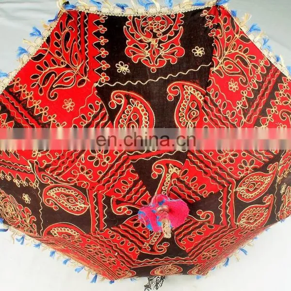 Jaipuri Tranditional Garden Umbrellas Outdoor Patios Handmade Embroidery Rajasthani Indian Parasol