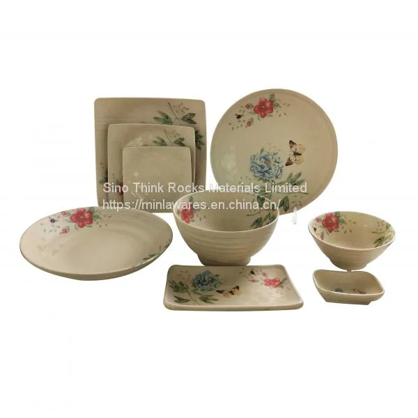 Japanese Style Bowl Plate Dish 9 Pcs High Quality Matt Melamine Dinner Set Wholesale
