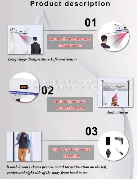 Hospital School Intelligent Human Body Thermal Imaging Far Infrared Non Staying Thermometer Temperature Detection Metal Security Door photo-3