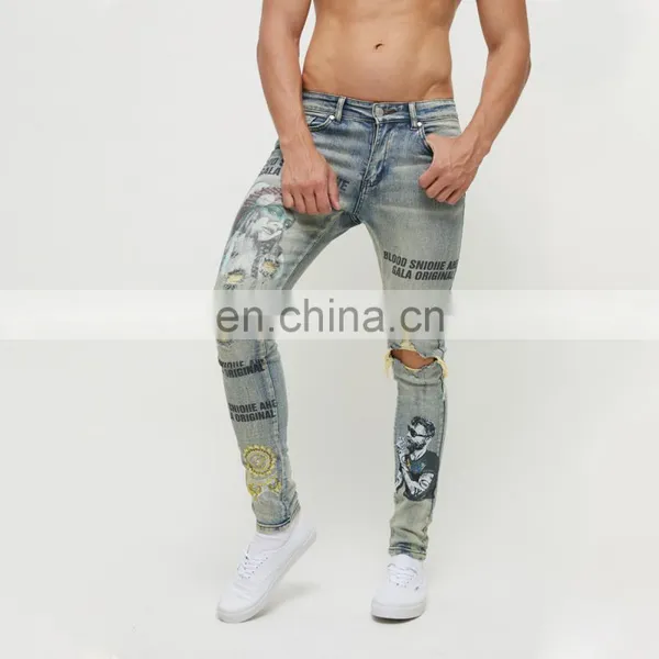 DiZNEW OEM DENIM SKINNY FIT DIGITAL PRINTING DESIGNERS MEN JEANS photo-6