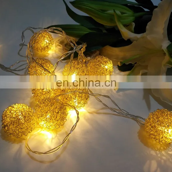 2020 New Arrival Iron Wire Ball String LED Battery Powered Metal Ball String Light photo-2
