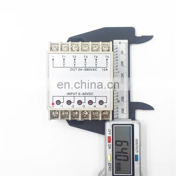 PN5-10DA Din Rail SSR 5 Channel Quintuplicate Five Input Output 24VDC Single Phase DC to AC 10A Solid State Relay photo-3