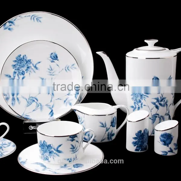 Bone China 15pcs Tea Set With Geometric Figure