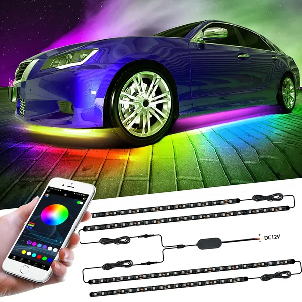 DC12V Dreamful Car Lights Outside IP65 Ambience Led Light Strip Bluetooth Addressable Car Underglow Light Kit photo-3
