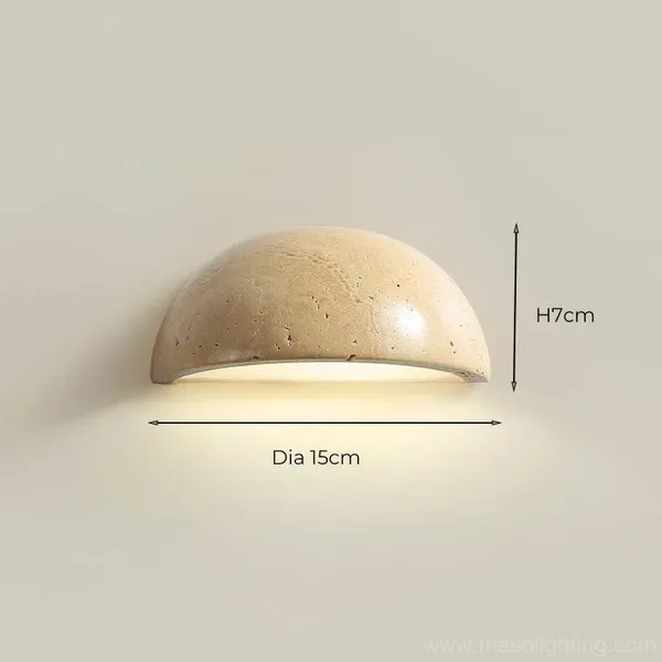 Natural Travertine Half-Dome LED Wall Sconce With 3-Color CCT photo-4