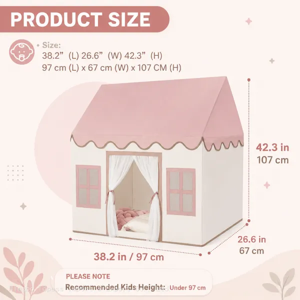 Kids Play Tent Indoor: With Mat, Tassel Garland - Girl Tent Indoor Playhouse for Kids Toys for Boy Girl Birthday Gift photo-2
