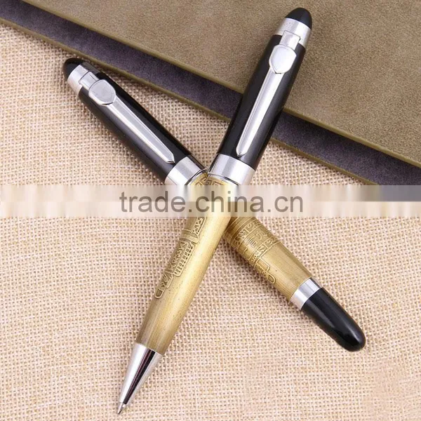 Luxury Antique Brass Ball Pen Roller Pair Pen With Delicate&customized Gift Box photo-2