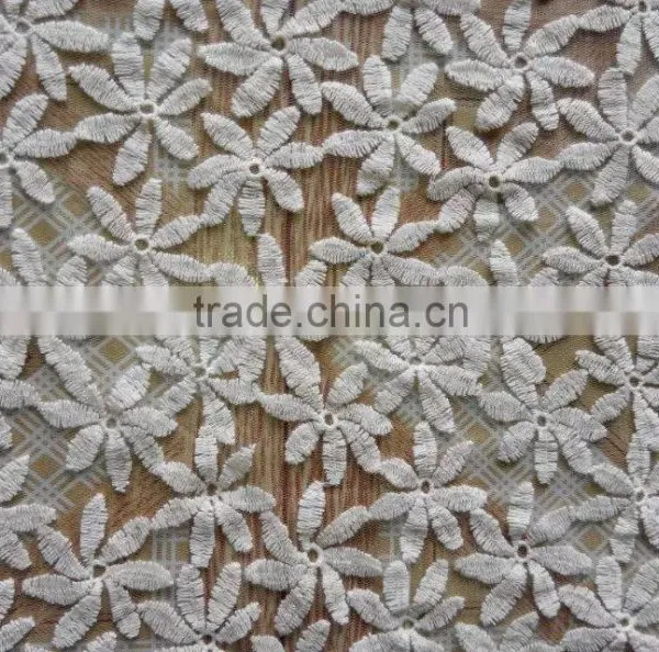 Cotton Mesh Lace Fabric/Embroidery Flower Lace/Water Soluble Lace For Garment Accessory photo-5