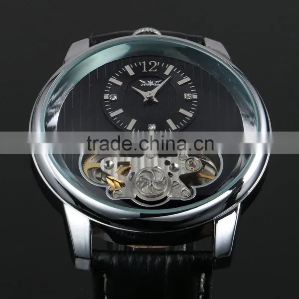 Men Watch Leather Fashion Brand Watches Feather Skeleton Dress Watches ZB005 photo-4
