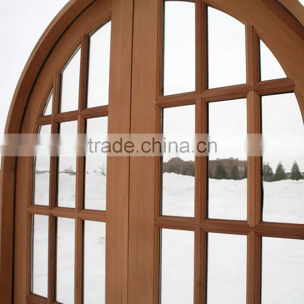 Interior Arched Top Pine Wood Door With Frosted Glass Insert photo-4