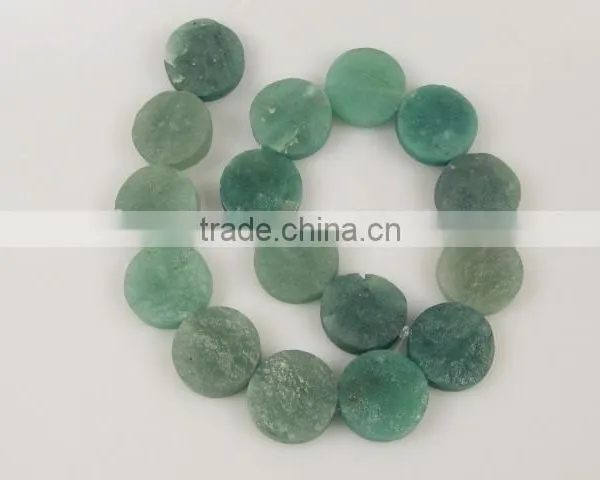 Wholesale Green Aventurine Coin Shaped Gemstone Loose Bead 16" photo-2