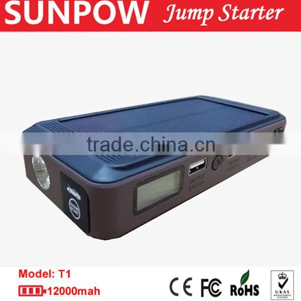 Sunpow 12000mah New and Safety Power Bank High Capacity Portable Solar Energy 12v Car Jump Starter With Air Compressor photo-6