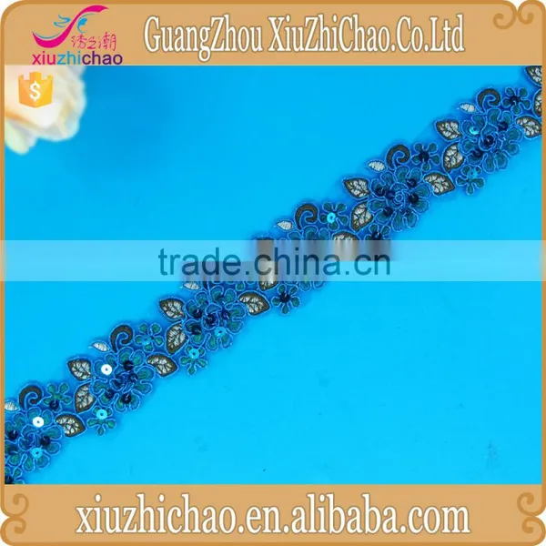 Wholesale Flower Design Cord Embroidery Sequin Lace Trim photo-6