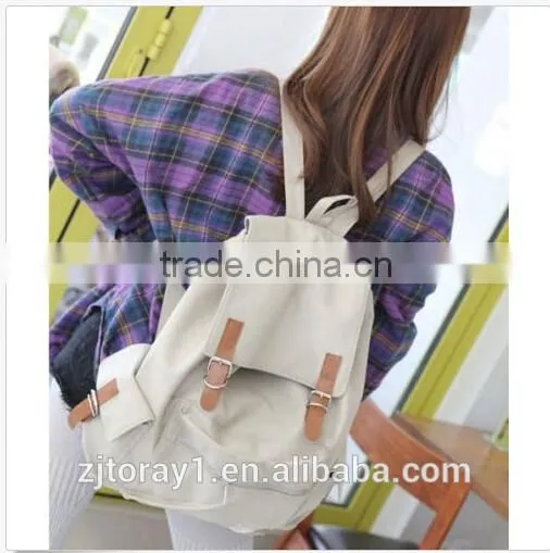Plain Army Canvas Drawstring Backpack Women photo-3